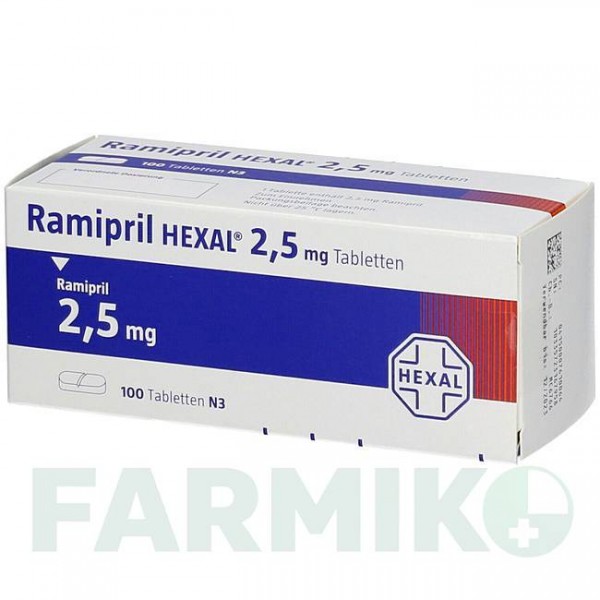 РАМІПРИЛ (RAMIPRIL) 2,5 мг таблетки 100 шт - Раміприл HEXAL