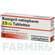 РАМІПРИЛ (RAMIPRIL) 2,5 мг таблетки 20 шт - Раміприл RATIOPHARM