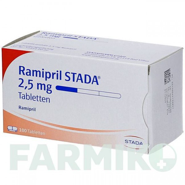 РАМІПРИЛ (RAMIPRIL) 2,5 мг таблетки 100 шт - Раміприл STADAPHARM