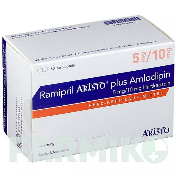 РАМИПРИЛ (RAMIPRIL) 5 мг/10 мг капсулы 60 шт - Рамиприл, Амлодипин ARISTO PHARMA