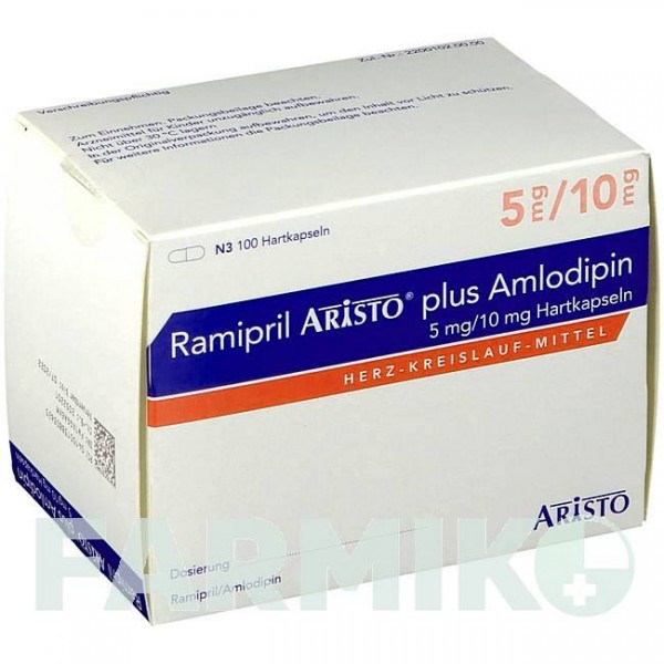 РАМИПРИЛ (RAMIPRIL) 5 мг/10 мг капсулы 100 шт - Рамиприл, Амлодипин ARISTO PHARMA