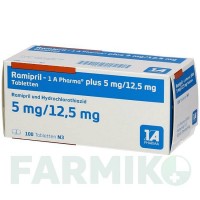 РАМИПРИЛ (RAMIPRIL) 5 мг/12,5 мг таблетки 20 шт - Рамиприл, Гидрохлоротиазид 1 A PHARMA