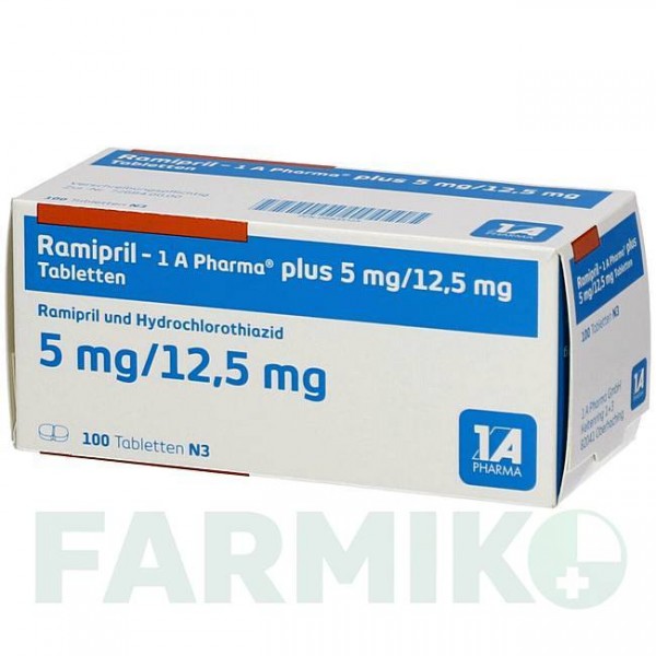 РАМИПРИЛ (RAMIPRIL) 5 мг/12,5 мг таблетки 20 шт - Рамиприл, Гидрохлоротиазид 1 A PHARMA
