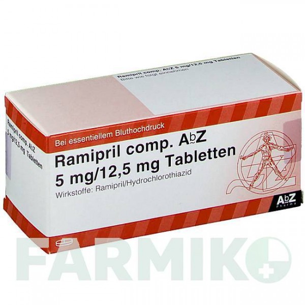 РАМІПРИЛ (RAMIPRIL) 5 мг/12,5 мг таблетки 50 шт - Раміприл, Гідрохлоротіазид ABZ PHARMA
