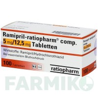 РАМИПРИЛ (RAMIPRIL) 5 мг/12,5 мг таблетки 100 шт - Рамиприл, Гидрохлоротиазид RATIOPHARM