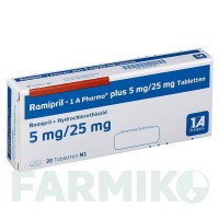 РАМИПРИЛ (RAMIPRIL) 5 мг/25 мг таблетки 20 шт - Рамиприл, Гидрохлоротиазид 1 A PHARMA