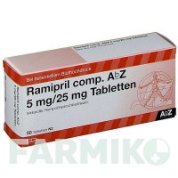 РАМІПРИЛ (RAMIPRIL) 5 мг/25 мг таблетки 50 шт - Раміприл, Гідрохлоротіазид ABZ PHARMA
