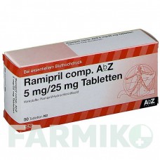 РАМІПРИЛ (RAMIPRIL) 5 мг/25 мг таблетки 50 шт - Раміприл, Гідрохлоротіазид ABZ PHARMA
