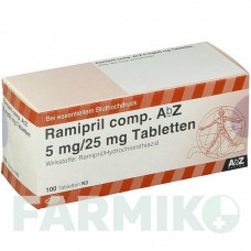 РАМІПРИЛ (RAMIPRIL) 5 мг/25 мг таблетки 100 шт - Раміприл, Гідрохлоротіазид ABZ PHARMA