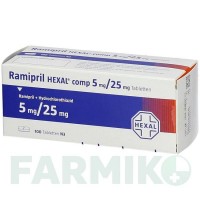 РАМІПРИЛ (RAMIPRIL) 5 мг/25 мг таблетки 20 шт - Раміприл, Гідрохлоротіазид HEXAL