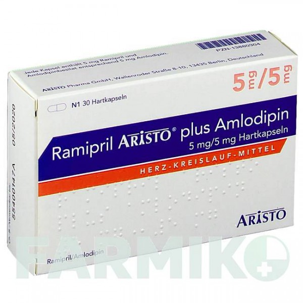 РАМИПРИЛ (RAMIPRIL) 5 мг/5 мг капсулы 30 шт - Рамиприл, Амлодипин ARISTO PHARMA