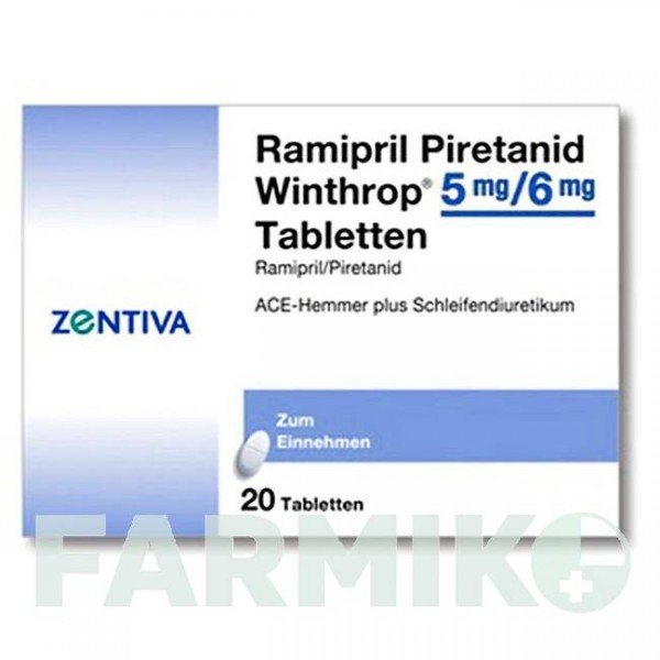 РАМИПРИЛ (RAMIPRIL) 5 мг/6 мг таблетки 20 шт - Рамиприл, Пиретанид ZENTIVA