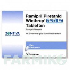 РАМИПРИЛ (RAMIPRIL) 5 мг/6 мг таблетки 50 шт - Рамиприл, Пиретанид ZENTIVA
