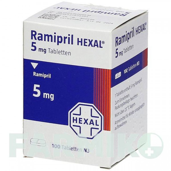 РАМІПРИЛ (RAMIPRIL) 5 мг таблетки 100 шт - Раміприл HEXAL