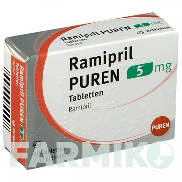 РАМІПРИЛ (RAMIPRIL) 5 мг таблетки 20 шт - Раміприл PUREN PHARMA