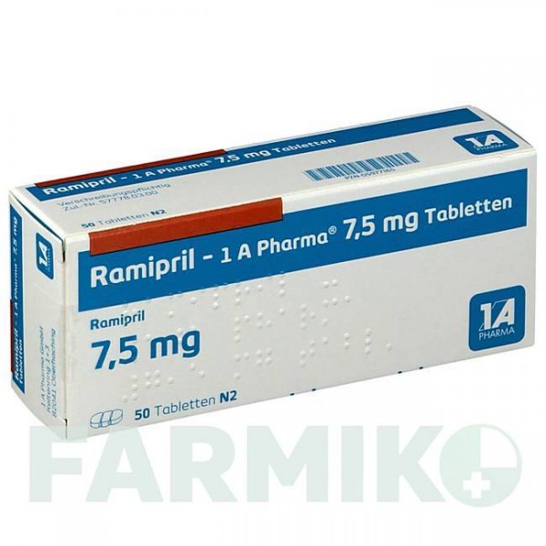 РАМИПРИЛ (RAMIPRIL) 7,5 мг таблетки 50 шт - Рамиприл 1 A PHARMA
