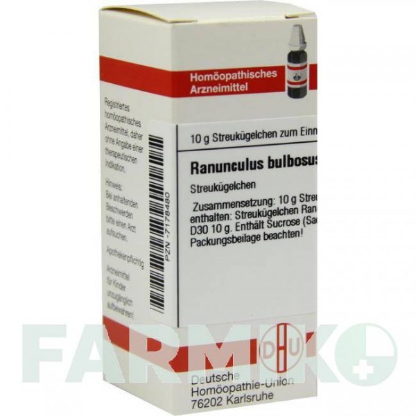 РАНУНКУЛЮС БУЛЬБОЗУС (RANUNCULUS BULBOSUS) D 30 глобули 10 г - Гомеопатия DHU