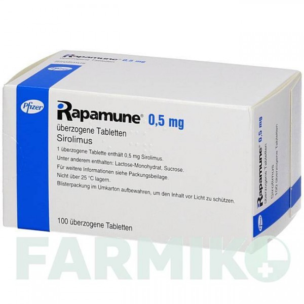 РАПАМУН (RAPAMUNE) 0,5 мг таблетки 100 шт - Сиролимус PFIZER
