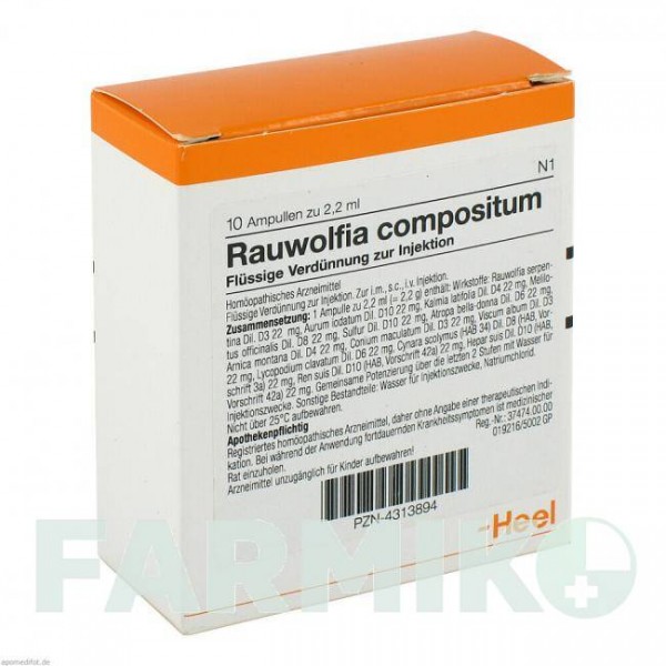 РАУВОЛЬФІЯ КОМПОЗИТУМ (RAUWOLFIA COMPOSITUM) ампули 10 шт - Гомеопатія BIOLOGISCHE HEILMITTEL HEEL