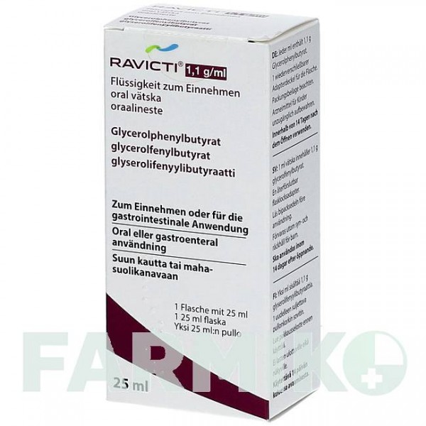 РАВИКТИ (RAVICTI) 1,1 г/мл 25 мл жидкость 1x25 мл - Глицерол фенил бутират IMMEDICA PHARMA