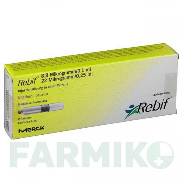 РЕБІФ (REBIF) 8,8 мкг/0,1 мл + 22 мкг/0,25 мл розчин 2 шт - Інтерферон бета-1а MERCK HEALTHCARE