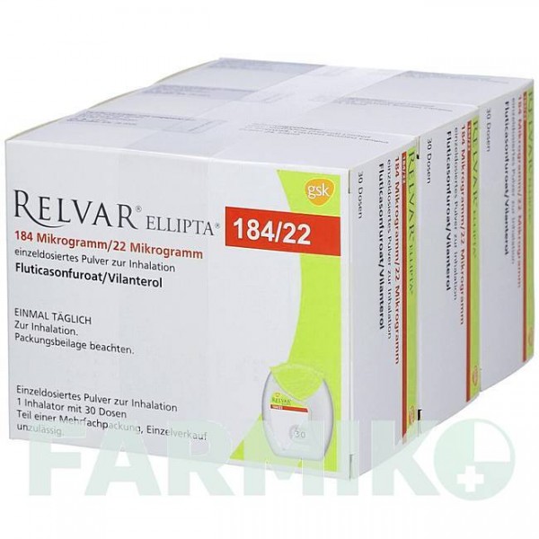 РЕЛВАР (RELVAR) 184 мкг/22 мкг порошок 1x30 шт - Вілантерол, Флутиказон AXICORP PHARMA