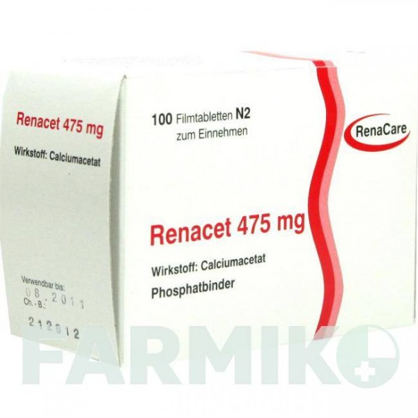 РЕНАЦЕТ (RENACET) 475 мг таблетки 100 шт - Кальцію ацетат RENACARE NEPHROMED
