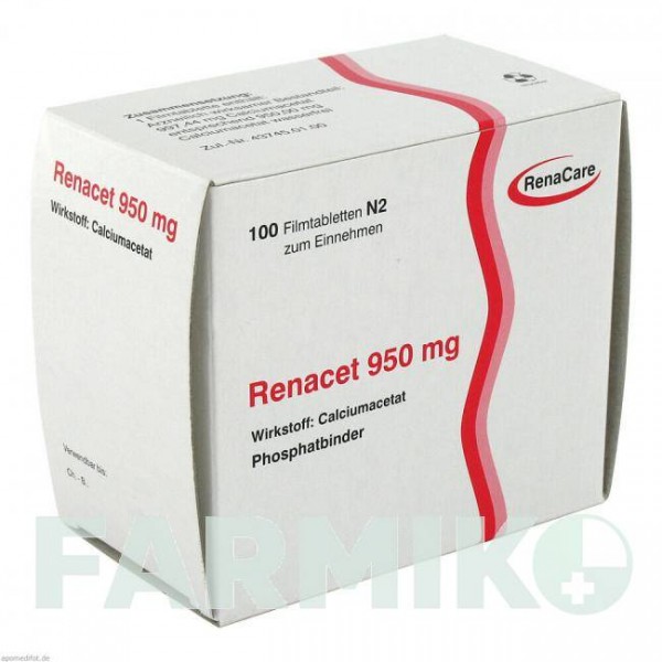 РЕНАЦЕТ (RENACET) 950 мг таблетки 100 шт - Кальцію ацетат RENACARE NEPHROMED