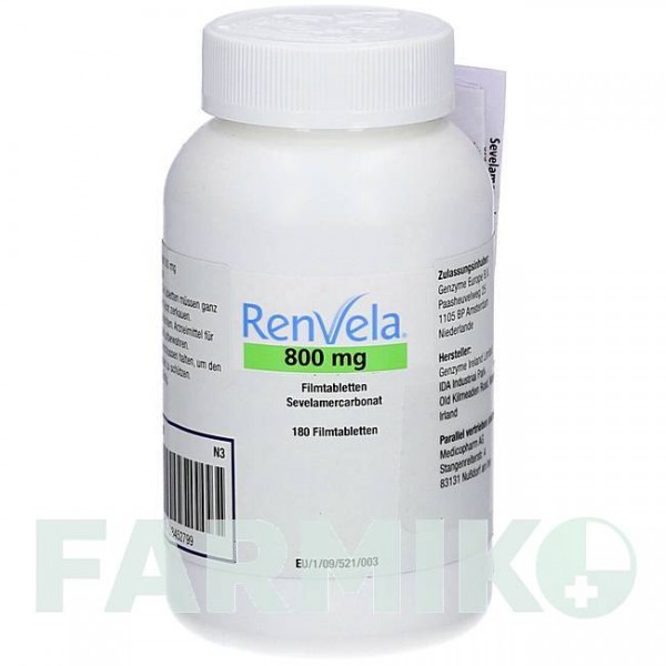 РЕНВЕЛА (RENVELA) 800 мг таблетки 180 шт - Севеламер MEDICOPHARM