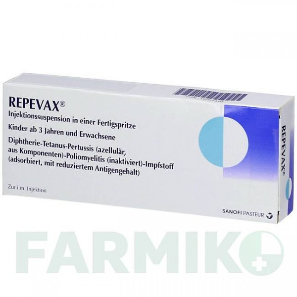 РЕПЕВАКС (REPEVAX) суспензія 10 шт - Дифтерія - кашлюк - поліомієліт - правець AXICORP PHARMA