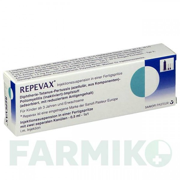 РЕПЕВАКС (REPEVAX) шприци 1 шт - Дифтерія - кашлюк - поліомієліт - правець KOHLPHARMA