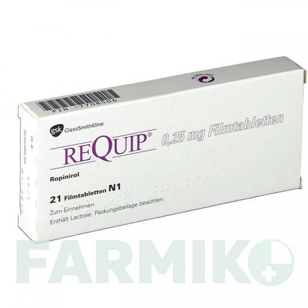 РЕКВИП (REQUIP) 0,25 мг таблетки 21 шт - Ропинирол GLAXOSMITHKLINE