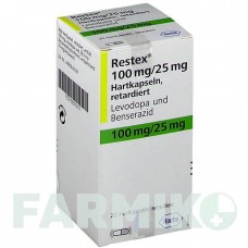 РЕСТЕКС (RESTEX) 100 мг/25 мг капсулы 20 шт - Леводопа, Бенсеразид ROCHE