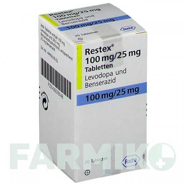 РЕСТЕКС (RESTEX) таблетки 20 шт - Леводопа, Бенсеразид ROCHE