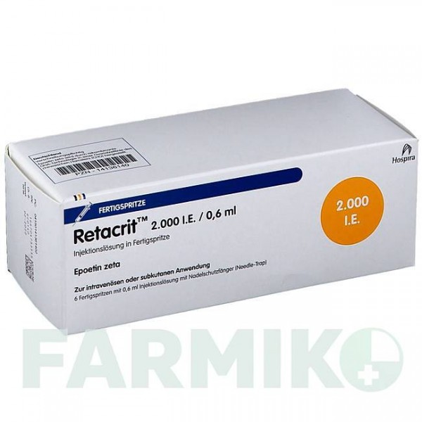 РЕТАКРИТ (RETACRIT) 2000 МЕ/0,6 мл шприци 6 шт - Эритропоэтин PFIZER