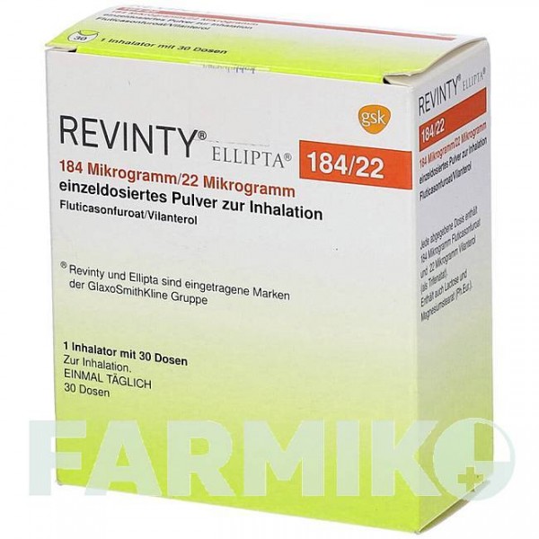 РЕВИНТИ (REVINTY) 184 мкг/22 мкг 30 доз порошок 1 шт - Вилантерол, Флутиказон KOHLPHARMA