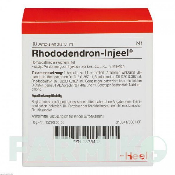 РОДОДЕНДРОН ІНЬЄЛЬ (RHODODENDRON INJEEL) ампули 10 шт - Гомеопатія BIOLOGISCHE HEILMITTEL HEEL