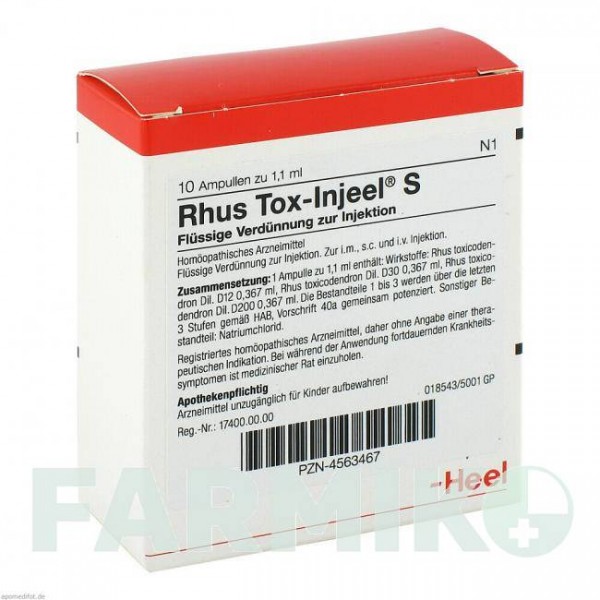 РУС ТОКС (RHUS TOX) ампулы 10 шт - Гомеопатия BIOLOGISCHE HEILMITTEL HEEL