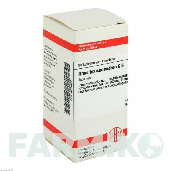 РУС ТОКСИКОДЕНДРОН (RHUS TOXICODENDRON) C 6 таблетки 80 шт - Гомеопатия DHU
