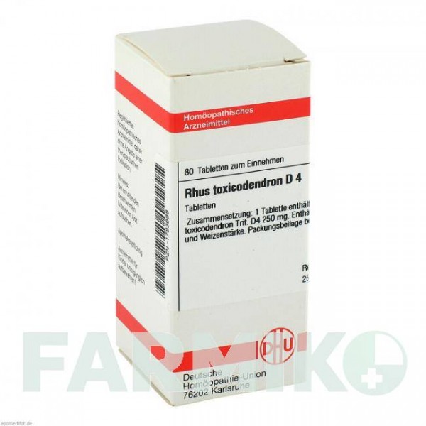 РУС ТОКСИКОДЕНДРОН (RHUS TOXICODENDRON) D 4 таблетки 80 шт - Гомеопатия DHU