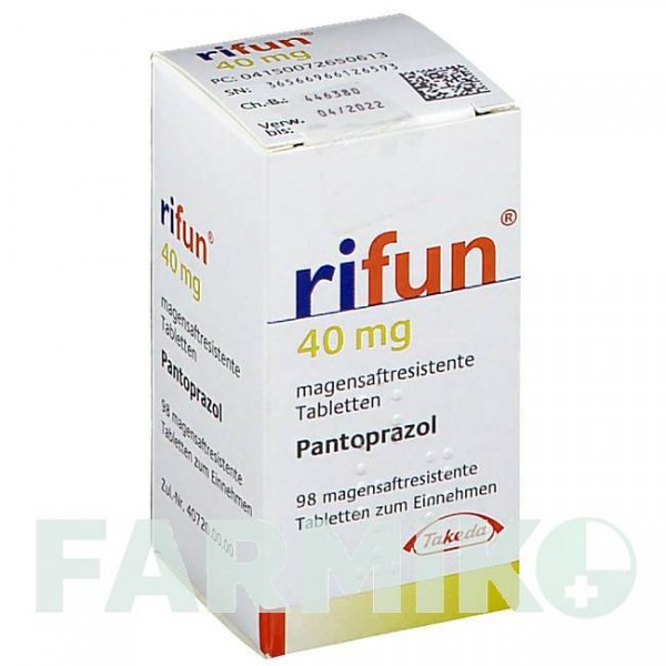 РИФУН (RIFUN) 40 мг таблетки 98 шт - Пантопразол TAKEDA