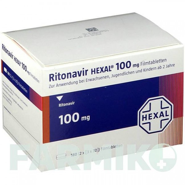 РИТОНАВІР (RITONAVIR) 100 мг таблетки 180 шт - Ритонавір HEXAL