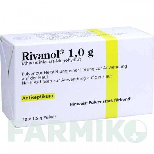 РИВАНОЛ (RIVANOL) 1,0 г порошок 20 шт - Этакридин лактат DERMAPHARM