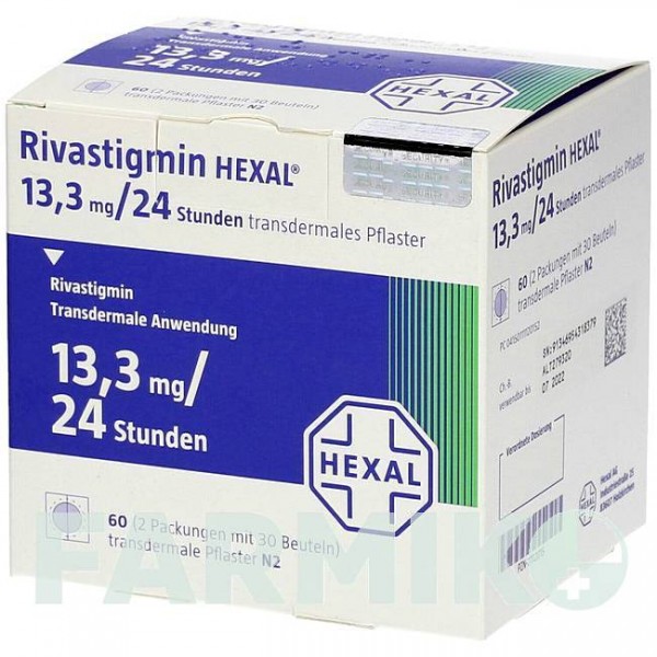 РИВАСТИГМИН (RIVASTIGMIN) 13,3 мг/24 ч пластырь 60 шт - Ривастигмин HEXAL