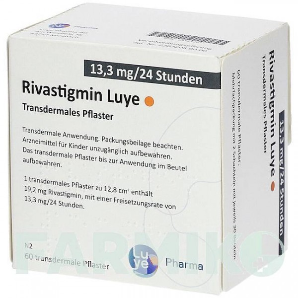 РИВАСТИГМІН (RIVASTIGMIN) 13,3 мг/24 год пластир 60 шт - Ривастигмін LUYE PHARMA