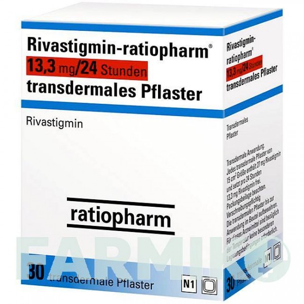 РИВАСТИГМИН (RIVASTIGMIN) 13,3 мг/24 ч пластырь 30 шт - Ривастигмин RATIOPHARM