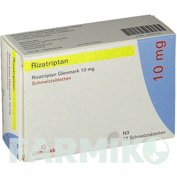 РИЗАТРИПТАН (RIZATRIPTAN) 10 мг таблетки 18 шт - Ризатриптан GLENMARK