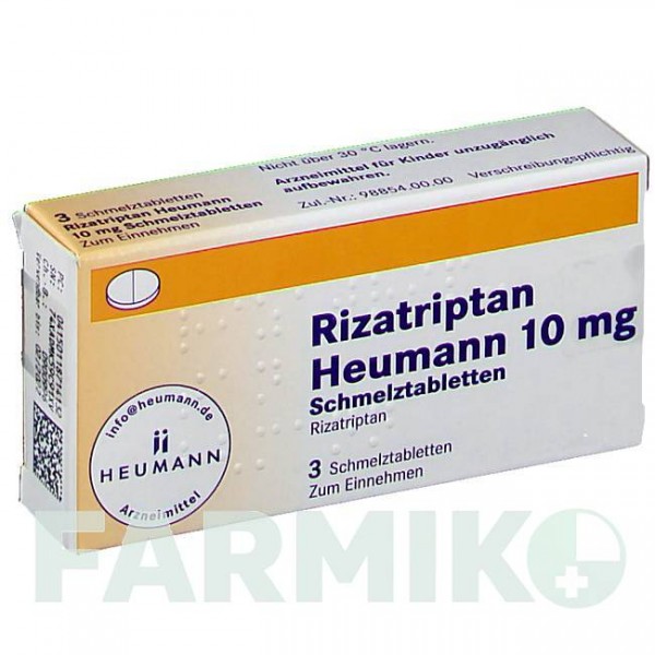 РИЗАТРИПТАН (RIZATRIPTAN) 10 мг таблетки 3 шт - Ризатриптан HEUMANN PHARMA