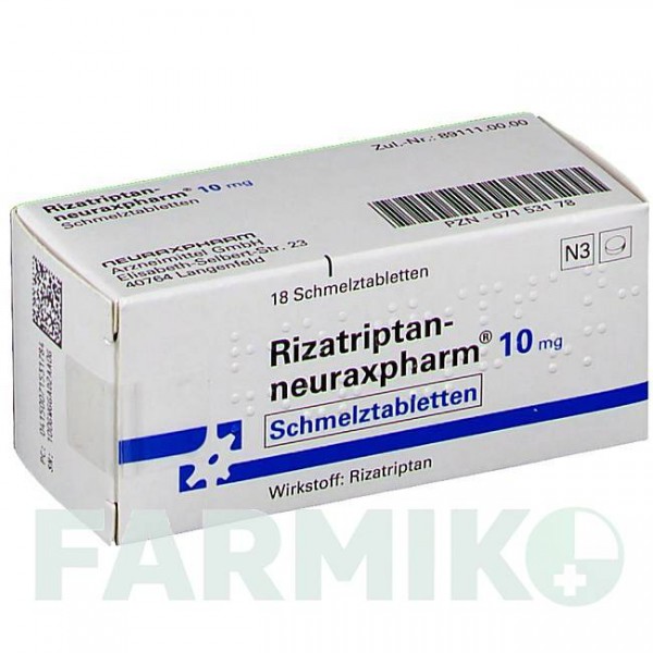 РИЗАТРИПТАН (RIZATRIPTAN) 10 мг таблетки 18 шт - Ризатриптан NEURAXPHARM