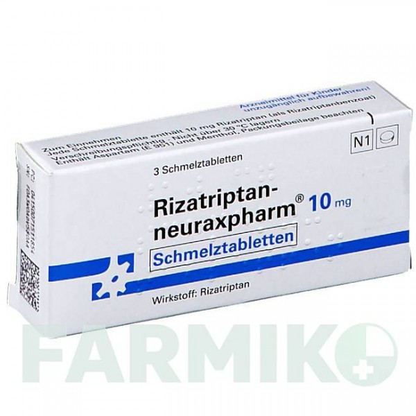 РИЗАТРИПТАН (RIZATRIPTAN) 10 мг таблетки 3 шт - Ризатриптан NEURAXPHARM